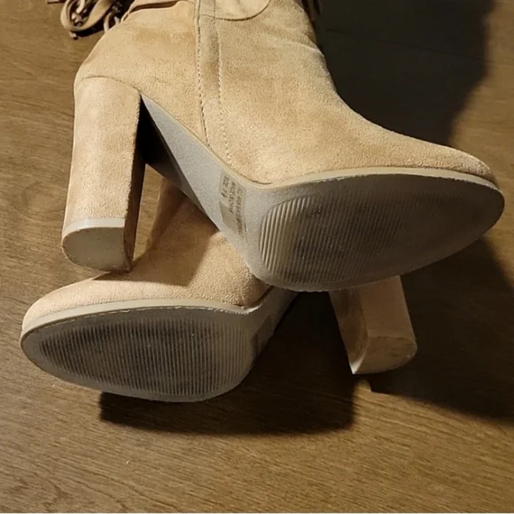 Tan Suede Knee-High Boots - Picture 5 of 9
